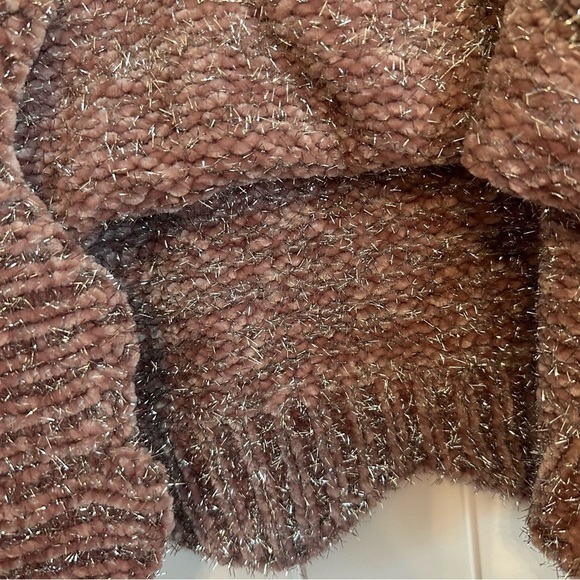 Altar’d State cropped super soft dusty rose silver sparkle sweater, size M/L - Picture 5 of 11